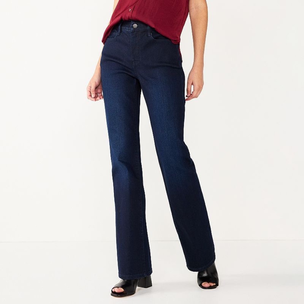 nine west curvy sculpting bootcut dark blue wash jeans size 4